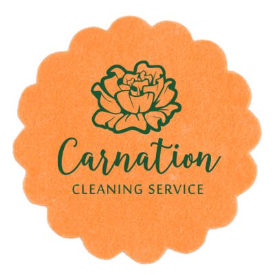 Synthetic shammy material orange 4 inches flower sham coaster with logoed imprint.