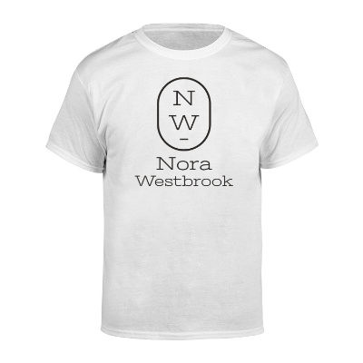 Customized white cotton-poly t-shirt with logo