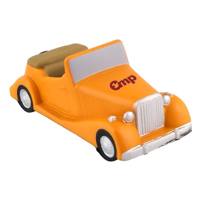 Orange foam stress ball with a customized imprint.