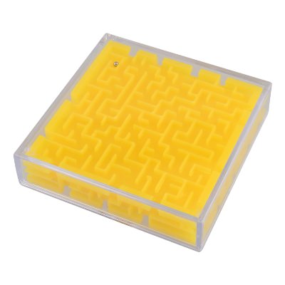 Plastic red or yellow double sided maze puzzle blank.