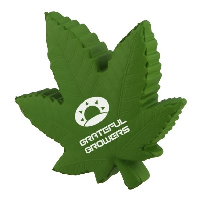 Green foam stress ball with a custom logo.