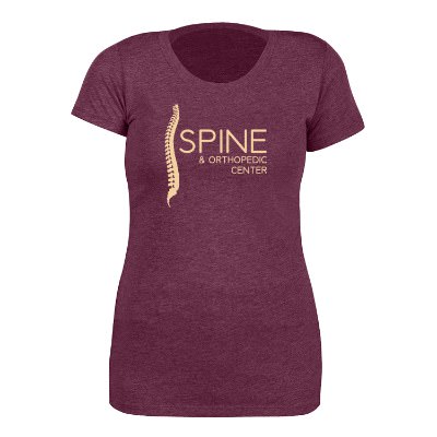 Maroon triblend women's customized t-shirt.