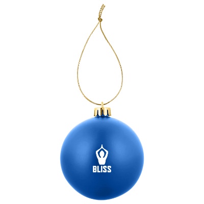 Blue polypropylene ornament with a customized logo