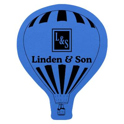 Blue balloon vinyl jar opener with custom printed logo.