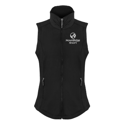 Black vest with custom logo.