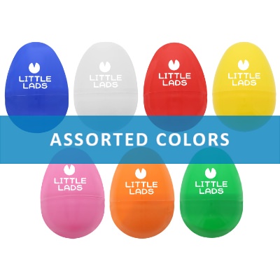 Assorted plastic sticky hand and egg with a personalized logo.