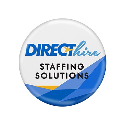 Celluloid white full color button with a custom imprint.