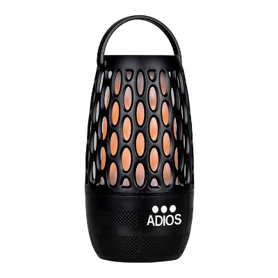 Black plastic speaker with custom imprint.