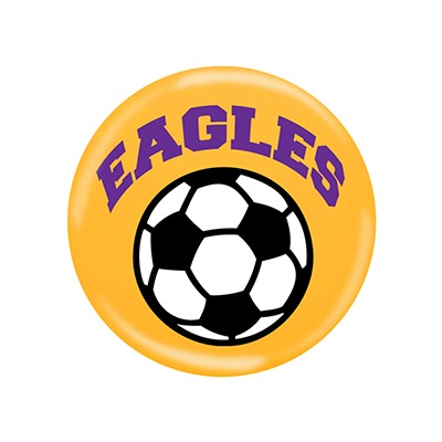 Celluloid white full color button with a custom imprint.