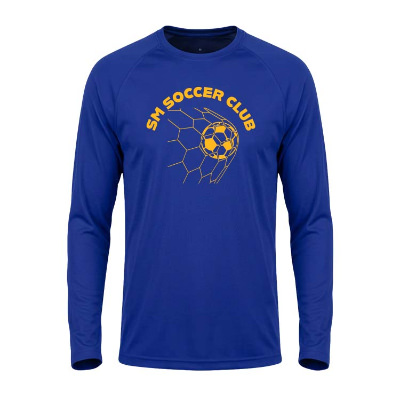Custom imprint true royal long sleeve tee.