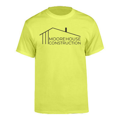 Custom Safety green core blend t-shirt with logo.
