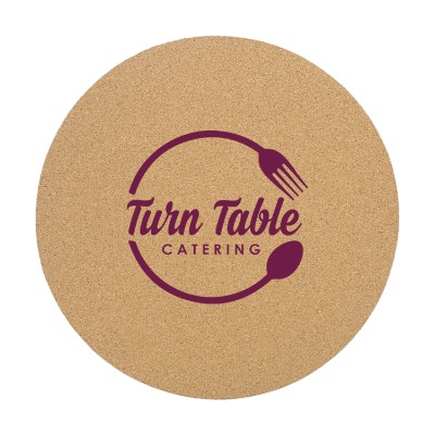Cork 12 inches circle mat with personalized imprint.