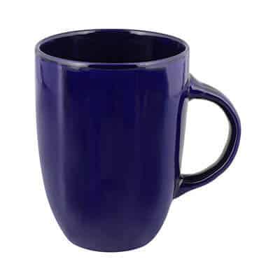 Ceramic cobalt blue coffee mug with c-handle blank in 12 ounces.