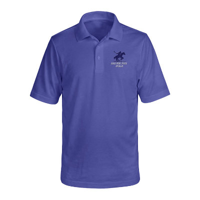 Personalized embroidered purple performance polo