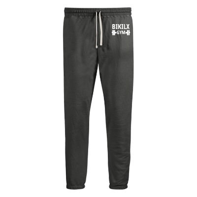 Customized pepper fleece sweatpants with one color imprint.