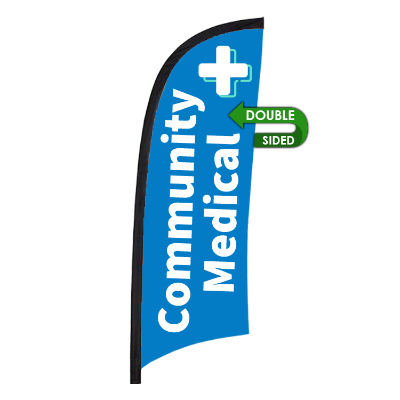 9-ft. double-sided replacement flag with custom logo.