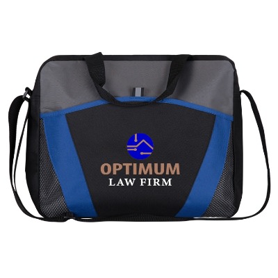 Polyester messenger brief bag with full color custom logo.