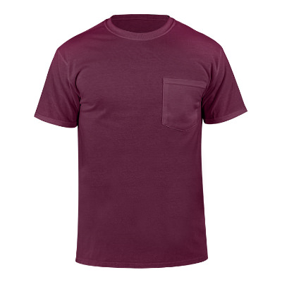 Blank maroon pocket active t-shirt.