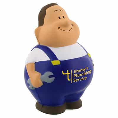 Foam handyman pete stress ball with a promotional imprint.