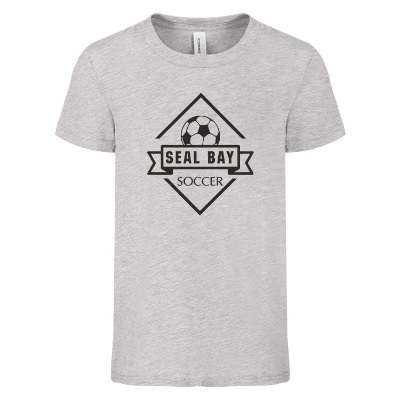Athletic heather tee with custom logo.