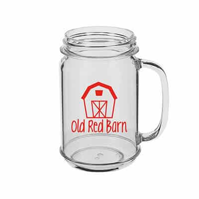 Acrylic clear beer glass with custom logo in 16 ounces.