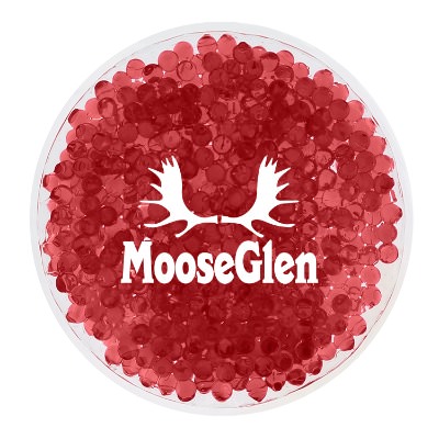 Red plastic hot and cold pack with a customized logo