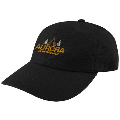 Black customized ball cap.