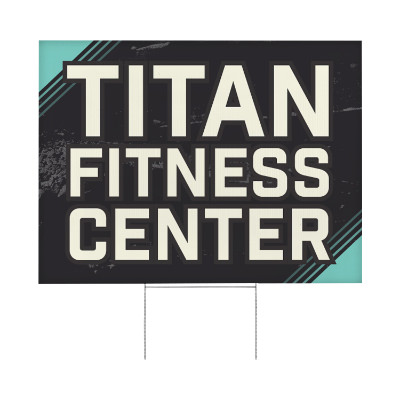 White plastic yard sign with a custom imprint.
