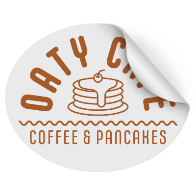 5x4 inch oval sticker with custom imprint.