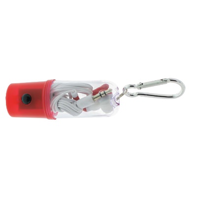 Plastic red earbuds case blank.