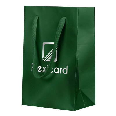 Paper black gloss foil stamped recyclable eurotote bag with imprint.