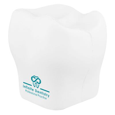Foam tooth stress ball with imprinted logo.