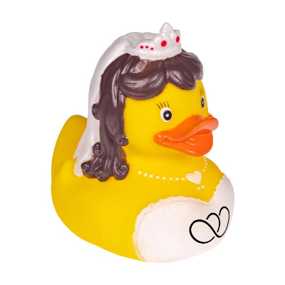 Yellow with white personalized rubber duck.