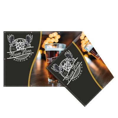 4 feet x 8 feet custom full-color imprint double sided 18 oz. vinyl banner with grommets.
