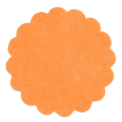 Synthetic shammy material orange 4 inches flower sham coaster blank.