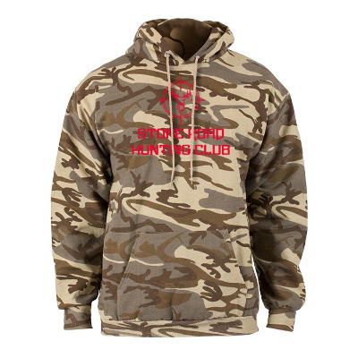 Personalized desert camo pullover hooded sweatshirt with logo.
