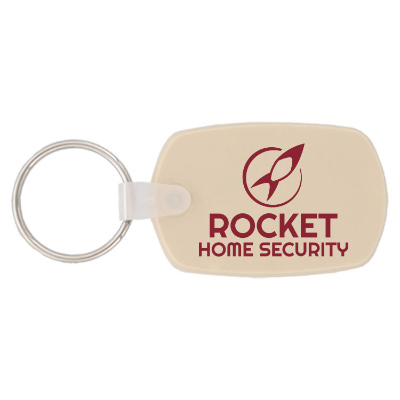 Plastic beige soft vinyl key tag keychain personalized.