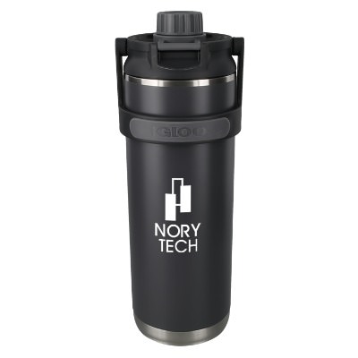 Black water jug with custom logo in 46 oz.