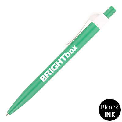 Personalized solid color pen with white trim.