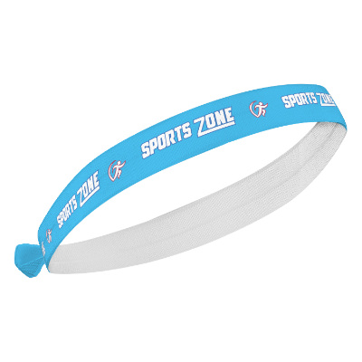 Custom blue headband with full color imprint.