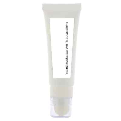 Blank white plastic lip balm and sunscreen tube available in bulk.