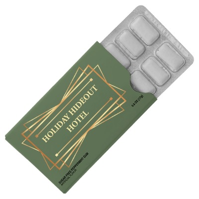 White plastic gum pack with a branded imprint.