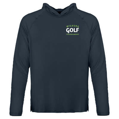 Navy heather hoodie with custom full color imprint.