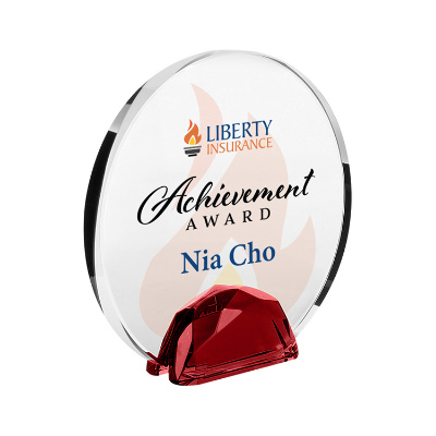 Crystal award with custom full color imprint.