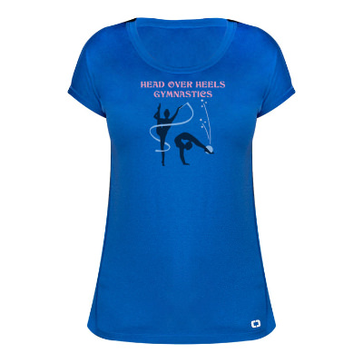 Womens electric bluet-shirt  personalized with full color logo.
