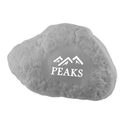 Gray foam stress ball with a customized logo.