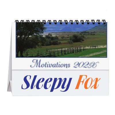 Tent desk calendar with photos of assorted motivational quotes with branded full color imprint.