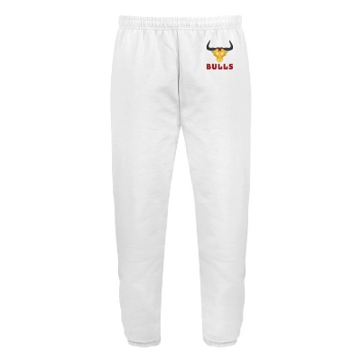 Custom white sweatpants with full color logo.