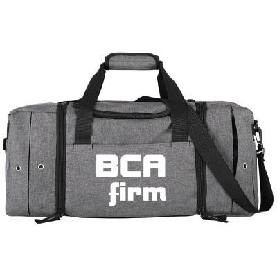 Polycanvas gray superior sneaker duffel with branded logo.