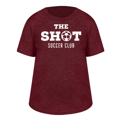 Youth vino red tee with custom logo.